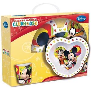 Joy Toy Disney Mickey Mouse 736095 3-delige set, van melamine: 2 borden en 1 kopje, in cadeauverpakking