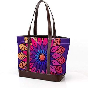 Laptop Tote tas met kleurrijke Deepavali Kolam patronen,Draagtassen Casual Canvas Business Werk Tote tas Aktetas voor Computer School Office