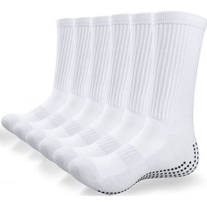 ALAPLUS Voetbalsokken met Grip Ademend en Zweetbestendig, Antislip Sport Sokken, Antislip Wandelsokken, Gepolsterde Crew Compressie Stretch Athletic Sokken voor Basketbal, Wandelen en Hardlopen 3 Paar