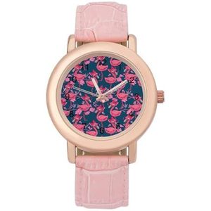 Leuke Roze Flamingo Patroon Horloges Voor Vrouwen Mode Sport Horloge Vrouwen Lederen Horloge