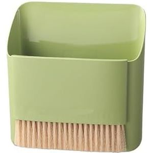 Kleine bezem- en afvalbakset Desktop Mini Compacte schoonmaakborstelopbergset Stoffer- en blikset (Color : Green)