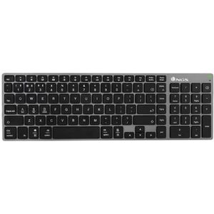 NGS FORTUNE-BT- Oplaadbaar draadloos toetsenbord voor meerdere apparaten, Bluetooth 5.0, bereik van 10 meter, AZERTY Frans, uitgevoerd in het zwart