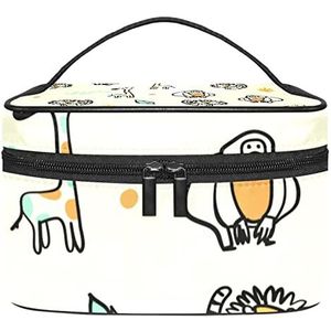 Reizen Make-up Cosmetische Case Opbergtas Oranje en Gele Dierlijke Cosmetische Tas Draagbaar voor Meisjes Vrouwen, Meerkleurig, 22.5x15x13.8cm/8.9x5.9x5.4in