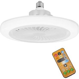 Plafondventilator met licht en afstandsbediening, 30 W/40 W, plafondventilatorlamp met E27-fitting, 6 bladen, 3 snelheden, stil, plafondventilatorlamp voor woonkamer, slaapkamer, 30 W