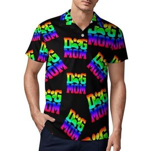 Hond Moeder Regenboog Pawprint Casual Heren T-shirts Korte Mouw Sneldrogende Golf Tees Tops Outdoor Sport Werk 17.99