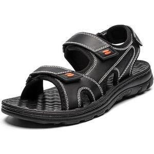 Mode open teen sport sandalen voor mannen, casual handgemaakte zomer vissersschoenen, grote maat zachte strandschoenen, Zwart, 42 EU