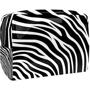 Make-up Tas PVC Ritssluiting Toilettas Waterdichte Cosmetische Tas met Zwart Wit Zebras voor Vrouwen en Meisjes