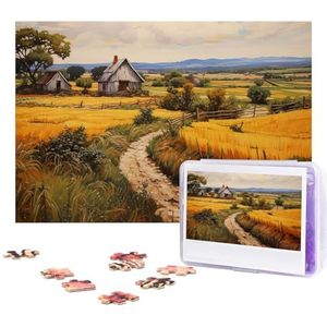 300-delige puzzel voor volwassenen gepersonaliseerde foto puzzel boerderij olieverfschilderij aangepaste houten puzzel voor familie, verjaardag, bruiloft, spel nachten geschenken, 38 x 25,9 cm