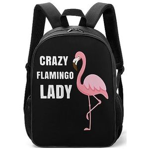 Crazy Flamingo Lady Lichtgewicht Rugzak Reizen Laptop Tas Casual Dagrugzak voor Mannen Vrouwen