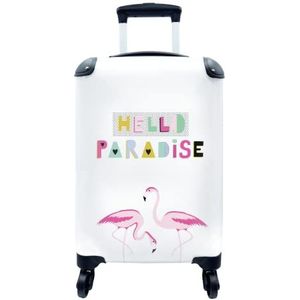 MuchoWow® Koffer - Flamingo - Paradise - Zomer - Past binnen 55x40x20 cm en 55x35x25 cm - Handbagage - Trolley - Fotokoffer - Cabin Size - Print