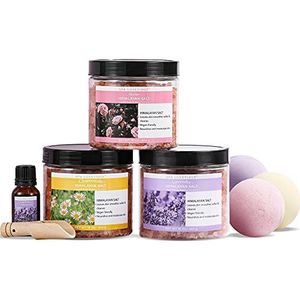 Spa Luxetique Epsom Salt-Pink Himalayan Bath Salts Gift Sets with Essential Oil,Bath Bombs,Wooden Scoop,Revitalize and Soothes Skin,Gifts for Women,Birthday Gifts for Her,Mothers Day Gifts(3 * 454g)