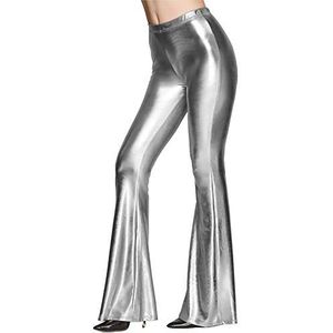 FYMNSI Palazzo broek voor dames, metallic, glanzend, wijde pijpen, hoge tailleband, bootcut, glitter, lange broek, slanke leggings, effen, wetlook, stretch, leggings, dansbroek, party, disco,