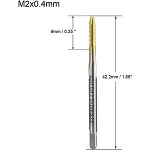 XYWHPGV Metrische Tap M2 x 0.4mm Pitch 3 Fluiten H2 Plug HSS Ti-gecoate Messing Toon voor Klokken en Horloges DIY(03d39 fe038 48c9b 5bbad 7f487 15b12