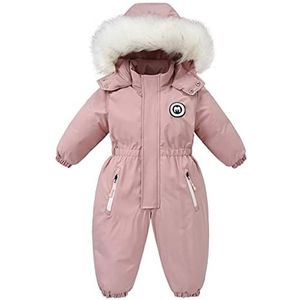 Sneeuwpak voor babymeisjes, rompertje voor kinderen, waterdicht, romper, ski-jackpak, jongens, fleece mantel, winddicht, bovenkleding, roze, 18-24 maanden
