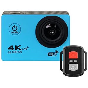 Actiecamera, Action Camera Ultra HD 4K WiFi Afstandsbediening Sport Camera30M Waterdicht Pro Sports DV Helm video-opnamecamera(H9R Blue)
