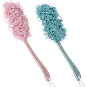 Loofah Back Scrubber Voor Douche - Lange Handvat Bad Body Brush Spons 2 Stuks