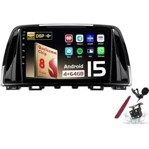 Android 15 Autoradio Sat Navi voor M-azda 6(2012-2017) 9 Inch Touchscreen Multimedia Speler met Draadloze Carplay GPS Navigatie FM RDS Bluetooth 5G-WiFi SWC DSP,M100s
