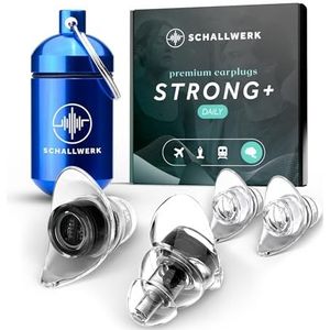 Schallwerk ® Strong+ Daily Oordopjes, onopvallende oordopjes, dempen lawaai en behouden geluidskwaliteit, transparante oordopjes, geschikt voor muziek, dagelijks gebruik, werk en leren