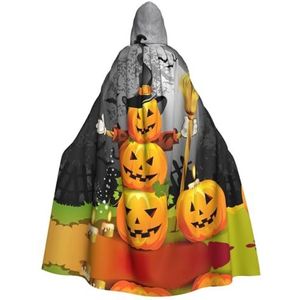 Bxzpzplj Halloween Pompoen Womens Mens volledige lengte carnaval cape met capuchon cosplay kostuums mantel, 185 cm