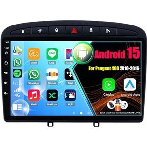 Android 15 2 Din Autoradio 9in Auto Stereo voor Peugeot 408 2010-2016 met Draadloze Carplay Android Auto Bluetooth GPS Navigatie(4Core(1+32GB))