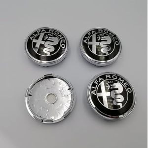 SJZZJMZ 4 stuks auto wieldoppen naafdoppen voor Alfa Romeo Mito 147 156 159 166 Giulietta Mito Spider Stelvio 60mm auto wieldoppen naafdoppen vervangende stickers