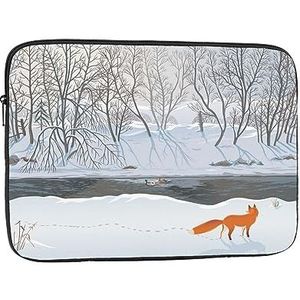 Winter Bos Berken Laptop Sleeve Tas voor Vrouwen, Schokbestendige Beschermende Laptop Case 10-17 inch, Lichtgewicht Computer Cover Bag, ipad case