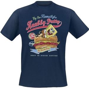 SpongeBob SquarePants Homestyle Krabby Patty T-shirt navy XL 100% katoen Fan merch, Film, TV-series