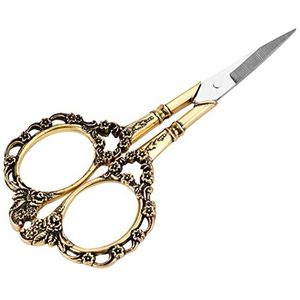 Roestvrijstalen schaar Vintage bloemmotief Retro schaar Pruimenbloesem Kleermakersschaar voor handwerkborduurwerk(Goud)