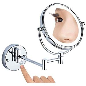 JPKZBCRGM Make-up spiegel wandgemonteerde make-upspiegel uitschuifbaar 360 graden rotatie, badkamer scheerspiegel cosmetische ijdelheid spiegel 20 cm (kleur: cromo, maat: 3x vergroting)