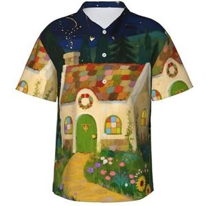 Hawaiihemd voor heren, strand, korte mouwen, button-down-shirt, zomer, strand, tops met zak, S-3XL, Fantasie Cottage, S