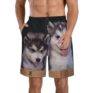 Herfst Print Heren Zwemplank Shorts Zwembroek Trunks Badmode Sneldrogende Surfen Strand Essentiële Zomer, Hond, XXL