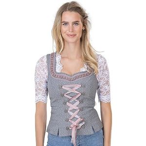 Exclusieve designer klederdrachtlijfje, korset, grijs/oudroze, jaquard & satijn, klederdrachtlijfje Luise, grijs/oudroze., 42