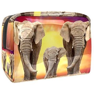 Draagbare Make-up Tas met Rits Reizen Toilettas voor Vrouwen Handige Opslag Cosmetische Pouch Olifant Dier