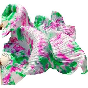 Danswaaier, Lange waaiers, Sluiers, Podiumvoorstelling Danswaaiers Zijden Sluiers Gekleurde Vrouwen Buikdanswaaier (2 stuks) Zwart + Rood(A-Gold,L-180x90cm)