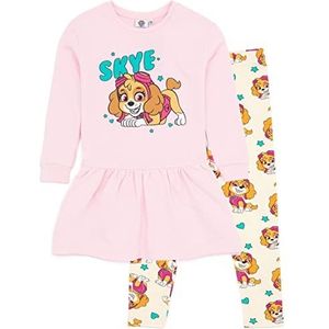 PAW Patrol Sweater Jurk en Legging Set Meisjes | Kinderen Peuters Skye Helicopter Rescue Puppy Roze Trui Star Cream Pants Outfit | Tv-show Merchandise