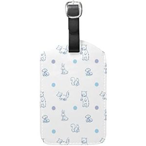 Dierenbeer haas cartoon kofferlabel met adresplaatje grappig leer bagagelabel ID label met naambordje voor reiskoffer tas (3 stuks), Patroon., Medium