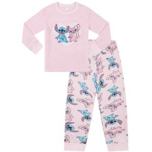 Disney Lilo en Stitch, Stitch and Angel Luxe fleece lange pyjama voor meisjes, roze, 8-9 jaar