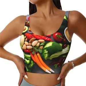 Gezonde Voedsel Print Comfortabele Vrouwen Sport Vest Yoga Workout Vest Voor Vrouwen Lichtgewicht Zomer, Zwart, S