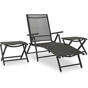 DIGBYS 3 Delige Tuin Lounge Set Textileen en Aluminium Zwart