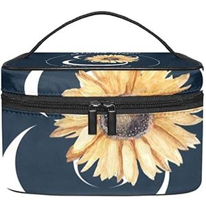 Sunflower-Bloom make-up organizer tas, reismake-up tas organizer case draagbare cosmetische tas voor vrouwen en meisjes toiletartikelen, Meerkleurig, 22.5x15x13.8cm/8.9x5.9x5.4in
