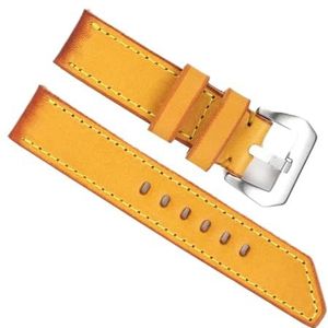 dayeer Vintage lederen gele horlogeband voor Peinahai-handriem vervangt de vervangende Wist-armband voor heren (Color : Yellow-Silver Buckle, Size : 24mm)
