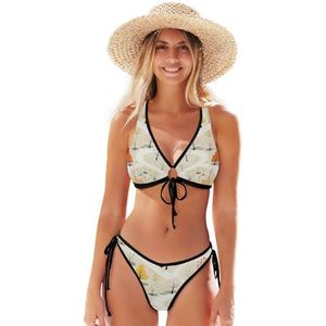 Boom Herfst Art Bikini Badmode Beachwear Tweedelige Set Badpak voor Strand Meisje Vrouwen, Patroon, L