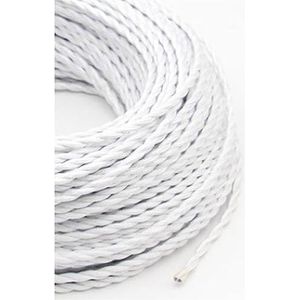 Gevlochten elektrische draad Kabelgoot 2-aderig 0,75 mm dubbel geïsoleerd stoffen lampensnoer 300V veelkleurig, meerdere maten(White,10Meter)