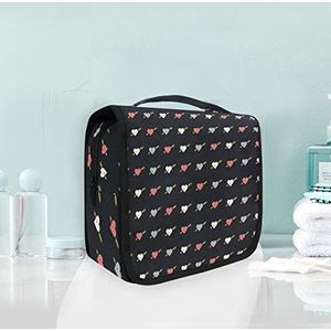 Hangende opvouwbare toilettas zwart kleurrijk hart make-up reisorganisator tassen tas voor vrouwen meisjes badkamer