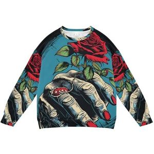 KAAVIYO Hand of Red Rose Blue Art sweatshirt kinderen zachte trui lange mouwen ronde hals tops shirts voor jongens meisjes, Patroon., XS