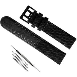 dayeer Canvas lederen band voor Hamilton Khaki field H68201993 H7060596 voor Seiko horlogeband (Color : Black black, Size : 20mm)