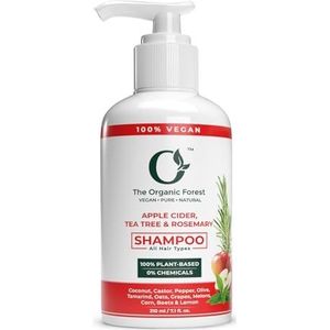 Apple Cider Vinegar, Tea Tree & Rosemary Shampoo, sulfaatvrije shampoo voor dun haar, veganistisch, natuurlijk en krullend