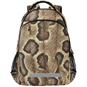 Wzzzsun Leuke Dier Snake Skin Bruin Rugzak Boekentas Reizen Dagrugzak School Laptop Tas voor Tieners Jongen Meisje Kids, Leuke mode, 11.6L X 6.9W X 16.7H inch