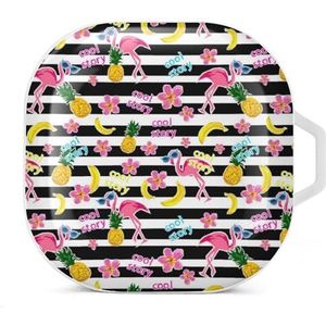 Flamingo, ananas oordopjes hoesje compatibel met Samsung hard shell beschermhoes witte stijl