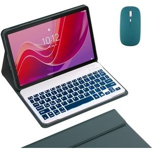 Toetsenbordhoes Voor Lenovo Tab M11 2024 11 Inch TB330, Afneembaar Draadloos Toetsenbord Met Achtergrondverlichting En Magnetische Beschermhoes, Oplaadbare Muis,Deep green